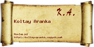 Koltay Aranka névjegykártya